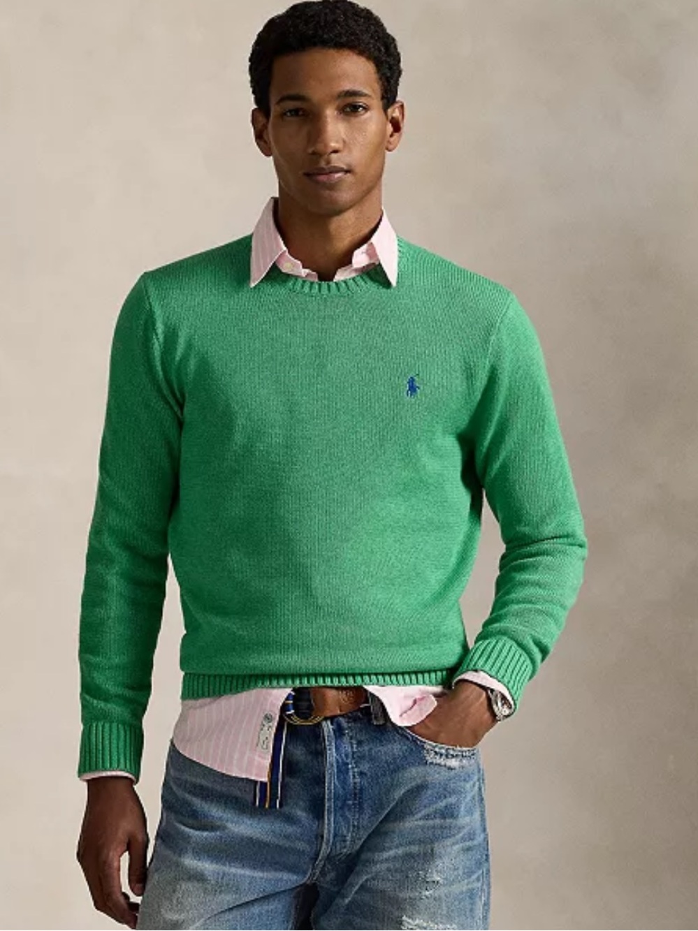 NEW💚Polo by Ralph Lauren Green Crewneck Cotton SweaterXXL $145